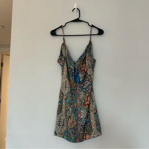 Superdown/Revolve Fernanda Keyhole Mini Dress in Blue Paisley